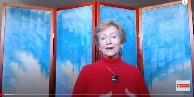 Elsie Kerns in red sweater YouTube video cover