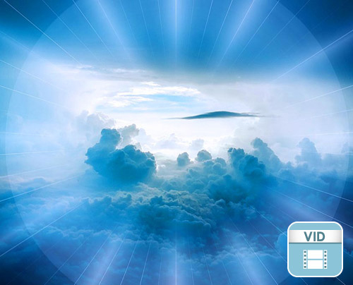God beams in a blue sky and cloud concept for Crossing Over video